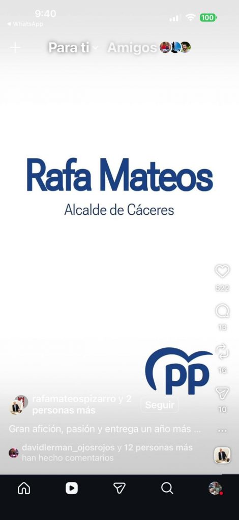 1-6-2026 Imagen uso partidista cuenta oficial Ayuntamiento redes